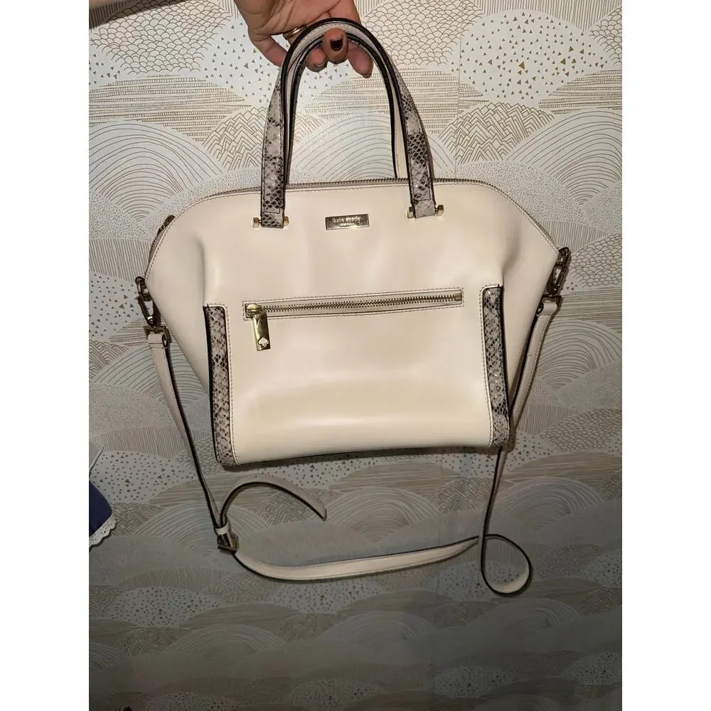 Kate Spade Savannah Parliament Square (Cement/Natural Snake) smooth leather bag - Picture 2 of 14